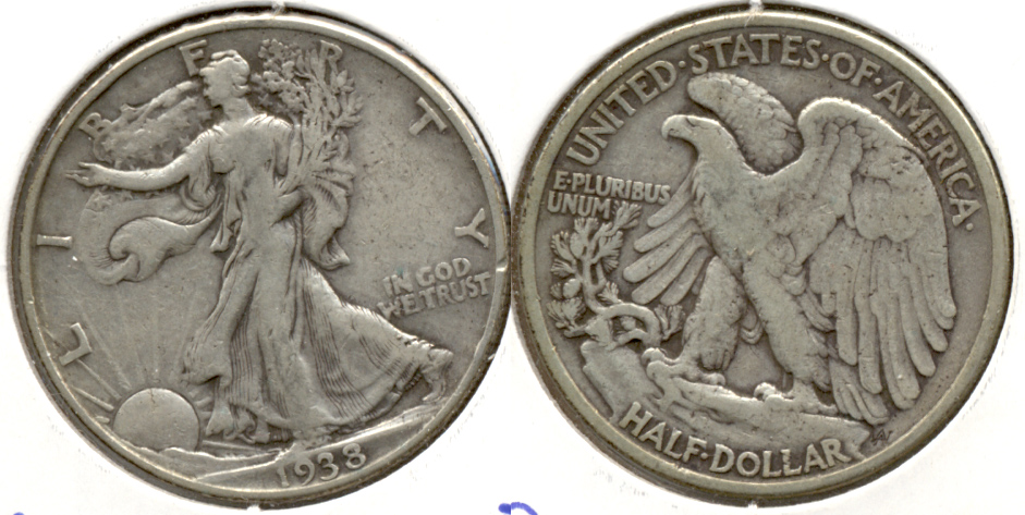1938 Walking Liberty Half Dollar Fine-12 f
