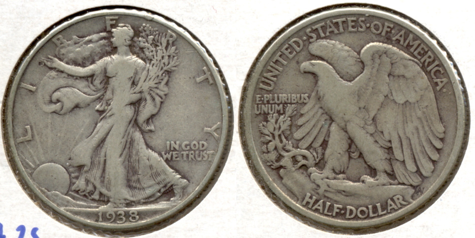 1938 Walking Liberty Half Dollar Fine-12 h