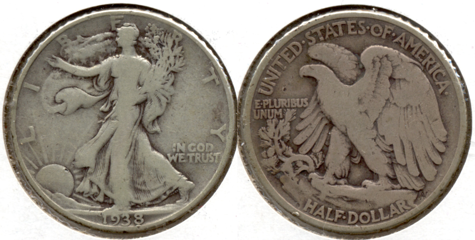 1938 Walking Liberty Half Dollar VG-8