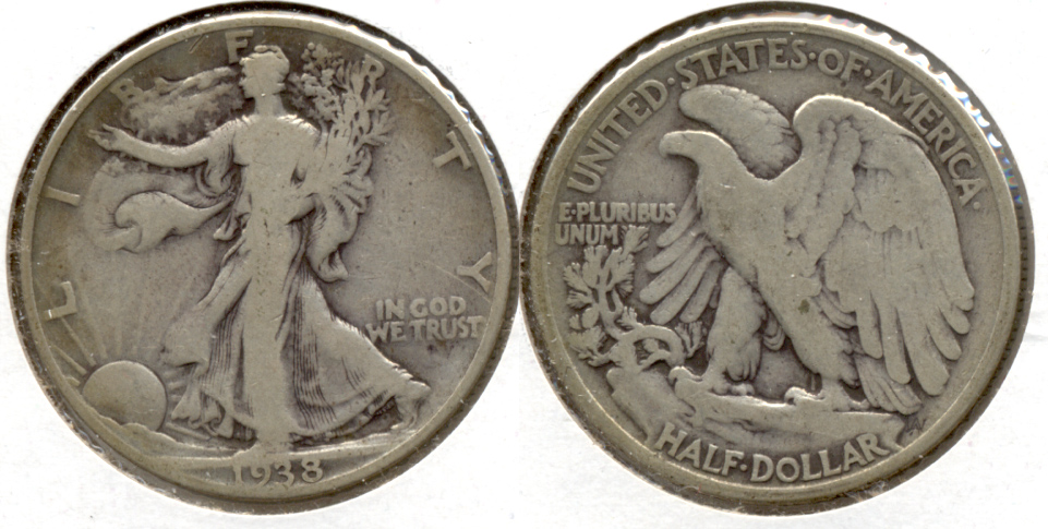 1938 Walking Liberty Half Dollar VG-8 a