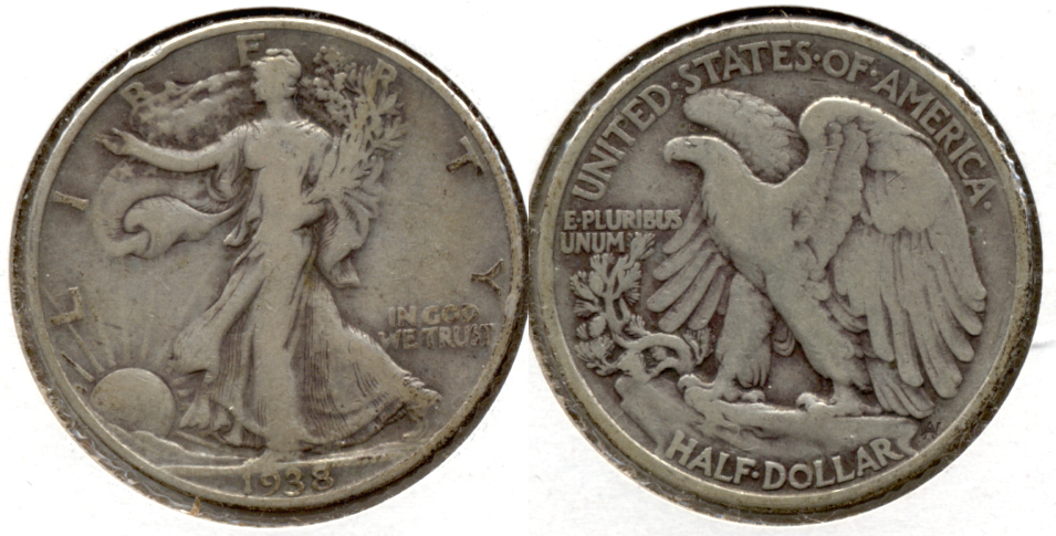 1938 Walking Liberty Half Dollar VG-8 b