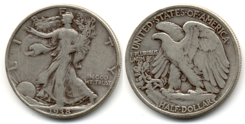 1938 Walking Liberty Half Dollar VG-8 c