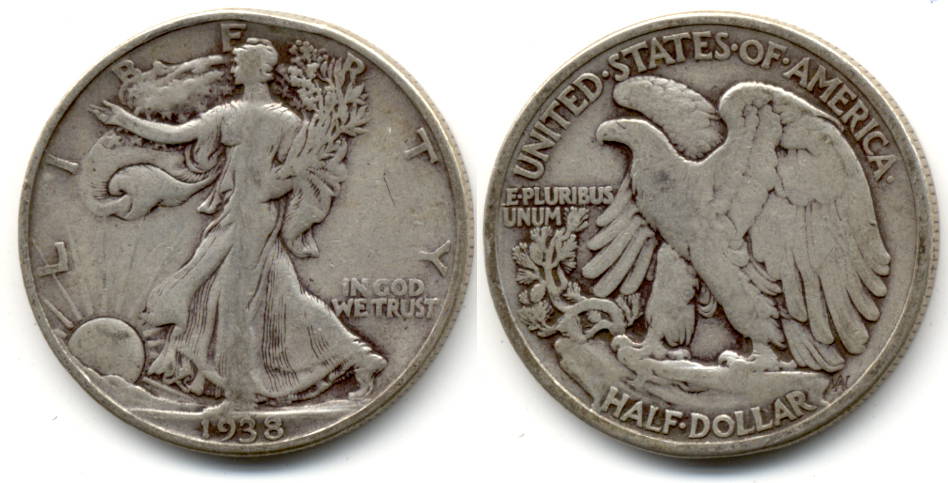 1938 Walking Liberty Half Dollar VG-8 e