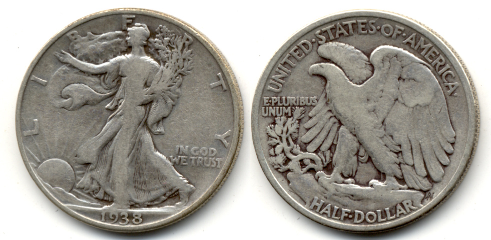 1938 Walking Liberty Half Dollar VG-8 h