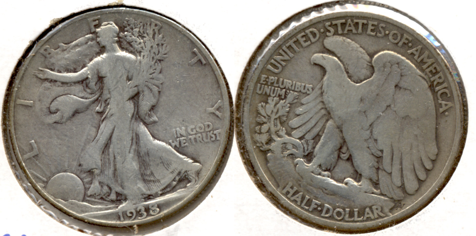 1938 Walking Liberty Half Dollar VG-8 k