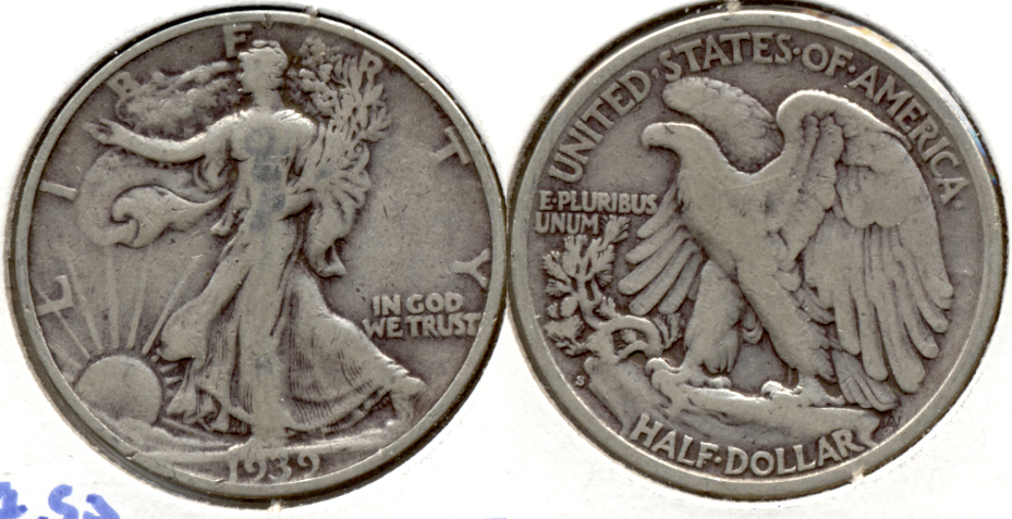 1939-S Walking Liberty Half Dollar Fine-12 d