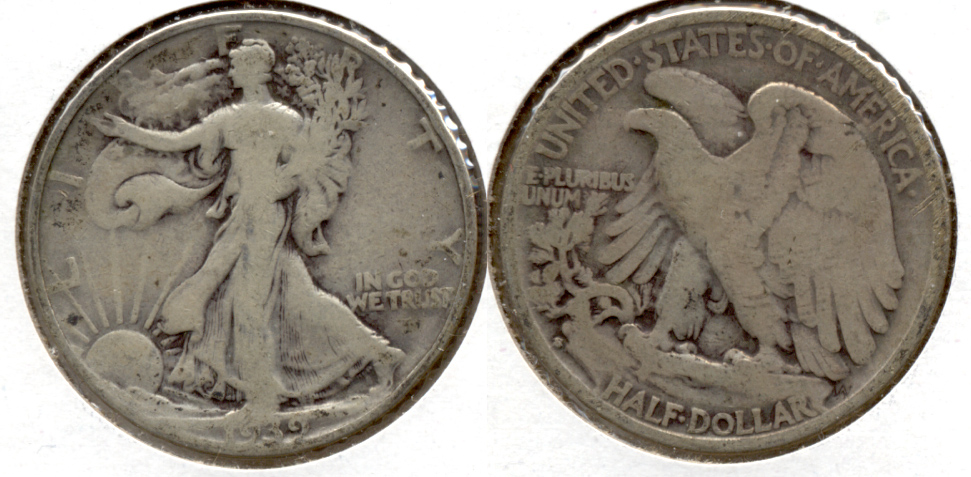 1939-S Walking Liberty Half Dollar VG-8 c