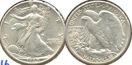 1939 Walking Liberty Half Dollar AU-55 a