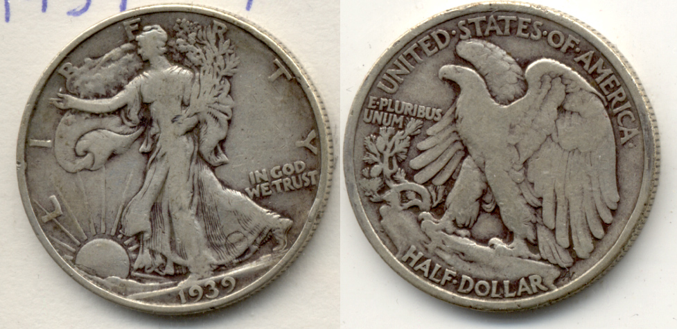 1939 Walking Liberty Half Dollar Fine-12 b
