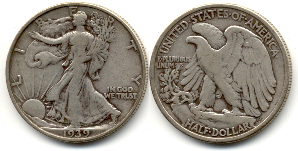 1939 Walking Liberty Half Dollar Fine-12 d