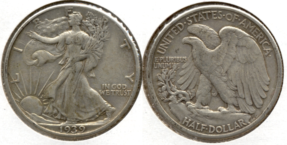 1939 Walking Liberty Half Dollar VF-20 b