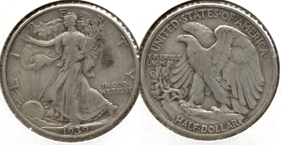 1939 Walking Liberty Half Dollar VF-20 d