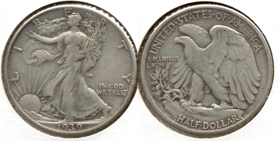 1939 Walking Liberty Half Dollar VF-20 v