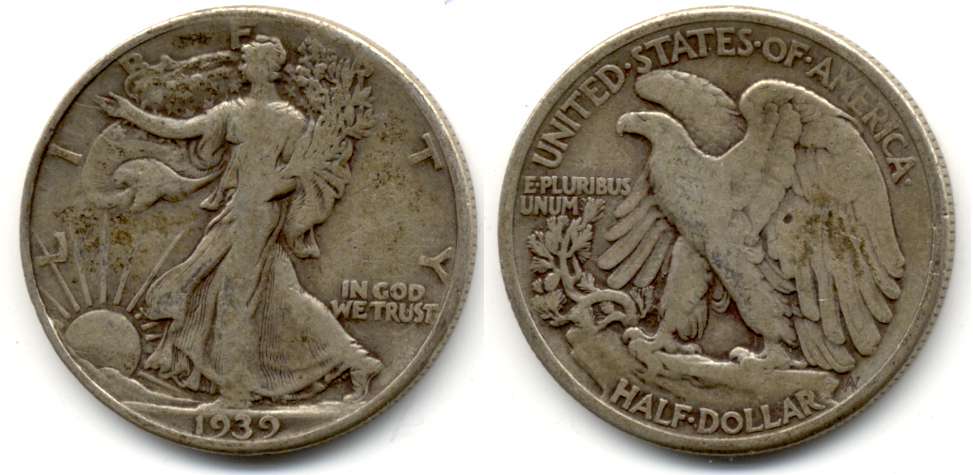 1939 Walking Liberty Half Dollar VG-8 b