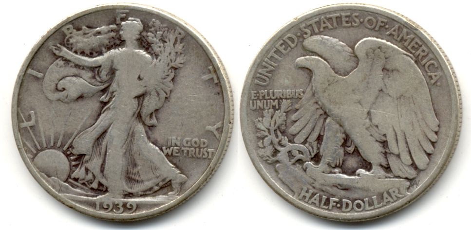 1939 Walking Liberty Half Dollar VG-8 c