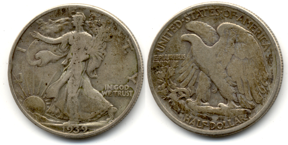 1939 Walking Liberty Half Dollar VG-8 d