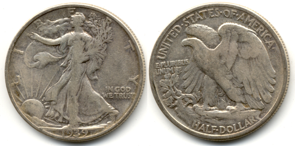 1939 Walking Liberty Half Dollar VG-8 e