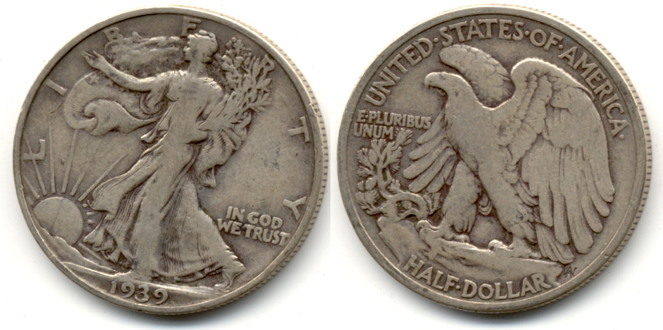 1939 Walking Liberty Half Dollar VG-8 f