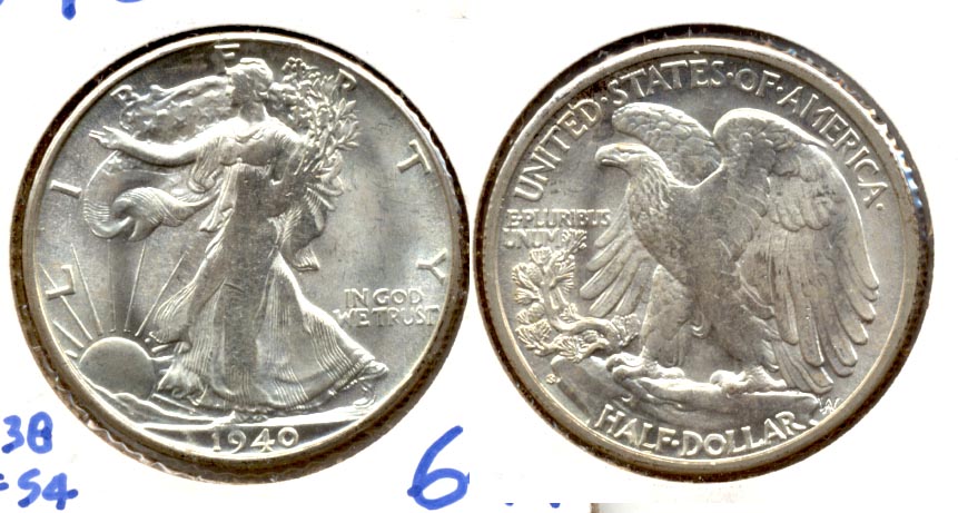 1940-S Walking Liberty Half Dollar MS-63 Weak Strike