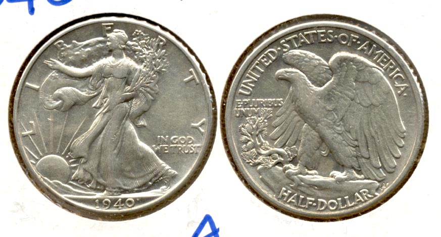 1940 Walking Liberty Half Dollar AU-50 d