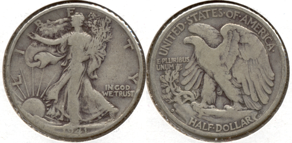1941-D Walking Liberty Half Dollar VG-8 a