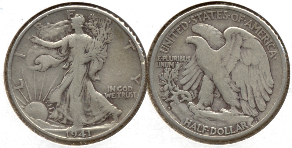 1941-D Walking Liberty Half Dollar VG-8 b