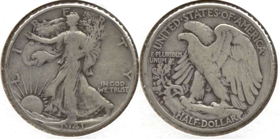1941-D Walking Liberty Half Dollar VG-8 f