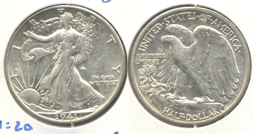 1941-S Walking Liberty Half Dollar AU-50