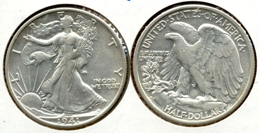 1941-S Walking Liberty Half Dollar AU-50 f Dipped