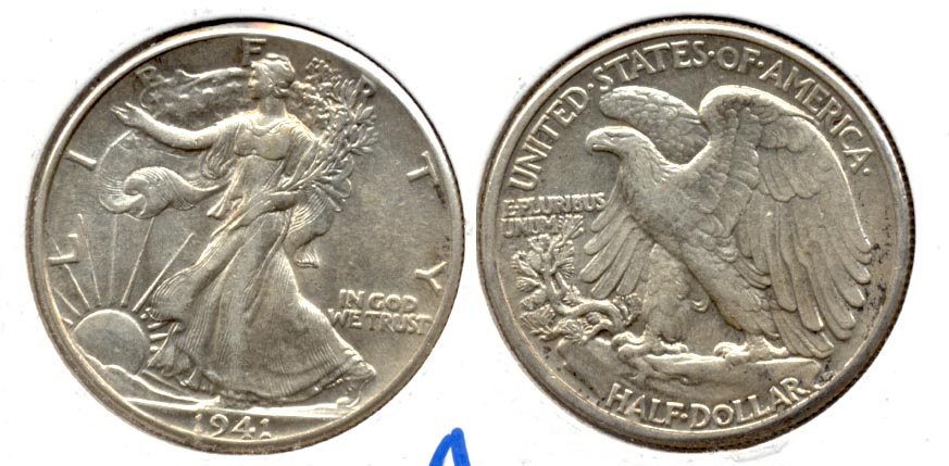1941 Walking Liberty Half Dollar AU-53 b
