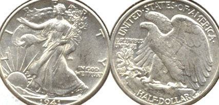 1941 Walking Liberty Half Dollar AU-55 f