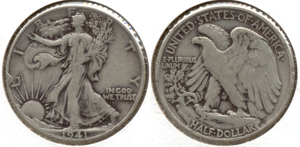 1941 Walking Liberty Half Dollar VG-8 a