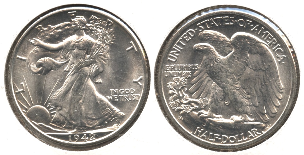 1942-D Walking Liberty Half Dollar AU-58 #a