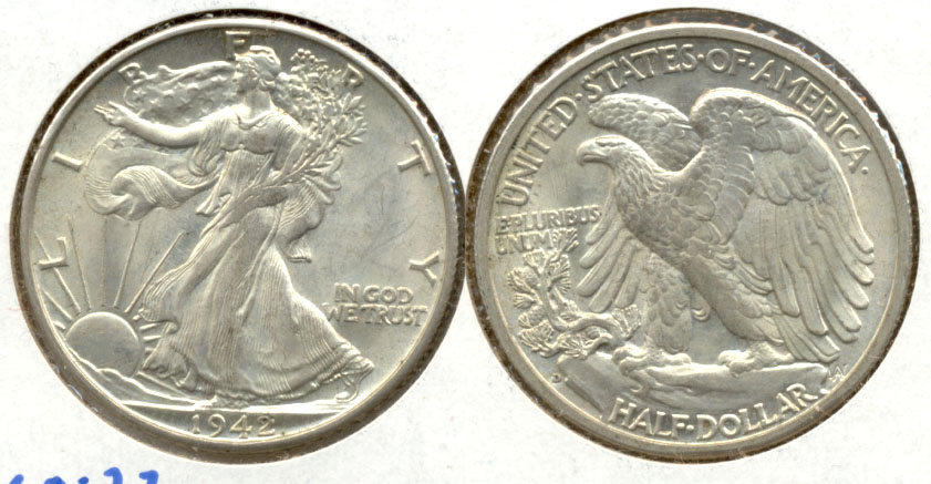 1942-D Walking Liberty Half Dollar MS-60 b