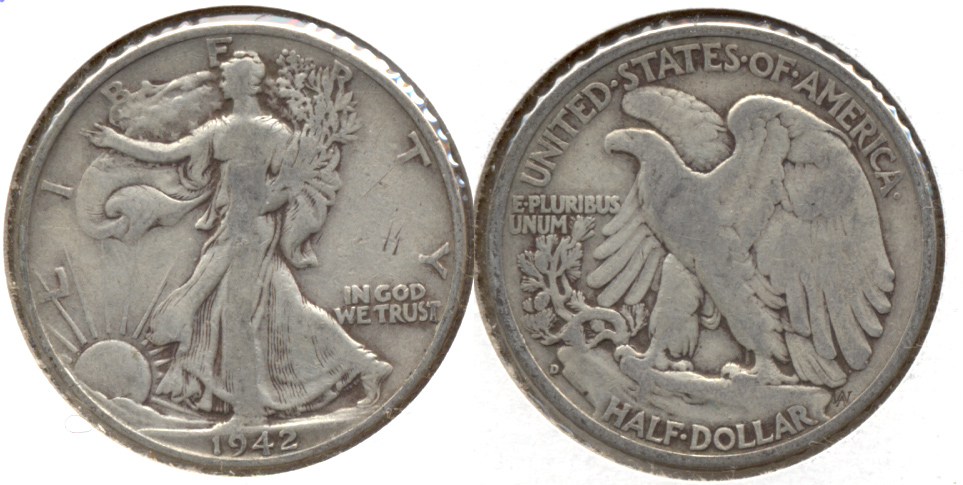 1942-D Walking Liberty Half Dollar VG-8
