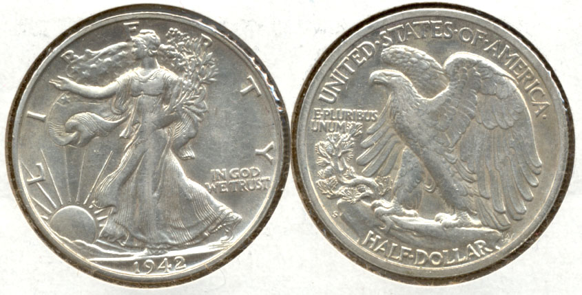 1942-S Walking Liberty Half Dollar AU-55