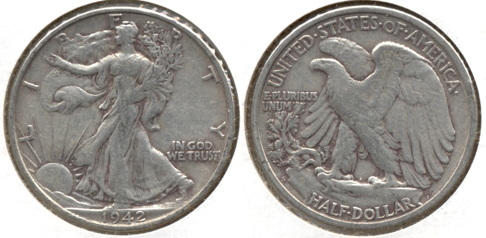 1942-S Walking Liberty Half Dollar VF-20