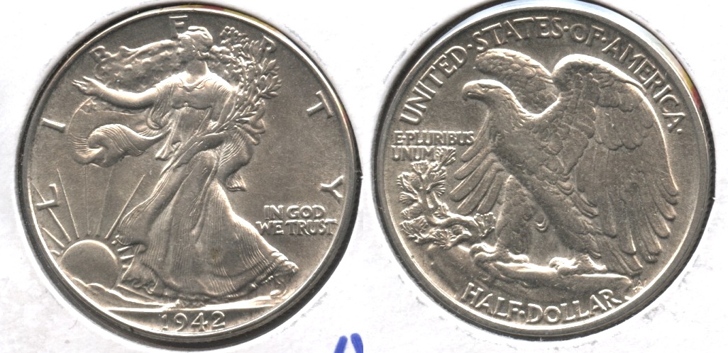 1942 Walking Liberty Half Dollar AU-50 #k