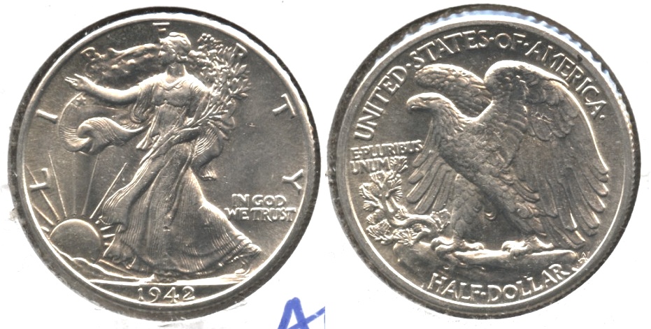 1942 Walking Liberty Half Dollar AU-53 #m