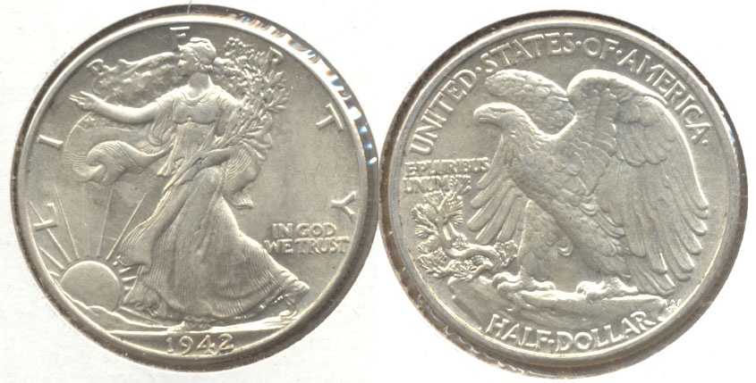 1942 Walking Liberty Half Dollar AU-55 b