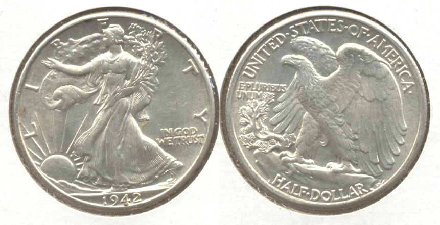 1942 Walking Liberty Half Dollar AU-55 d