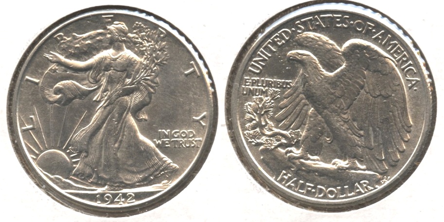 1942 Walking Liberty Half Dollar AU-55 g Light Cleaning