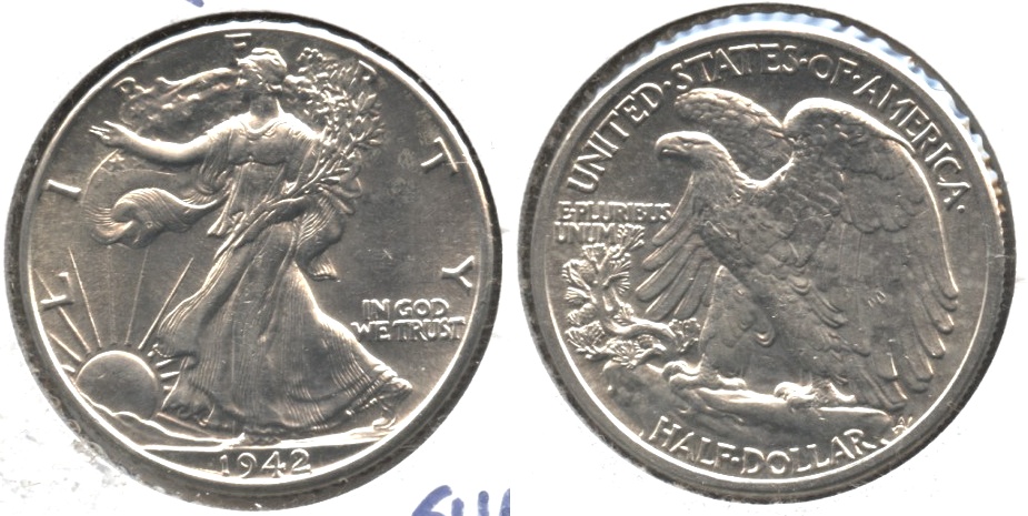 1942 Walking Liberty Half Dollar AU-58 #l