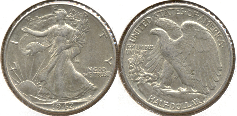 1942 Walking Liberty Half Dollar EF-45 f
