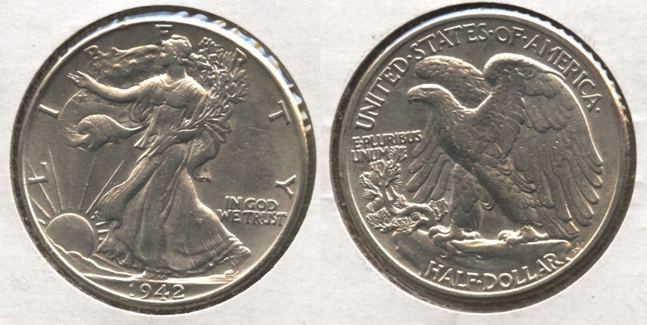1942 Walking Liberty Half Dollar EF-45 g