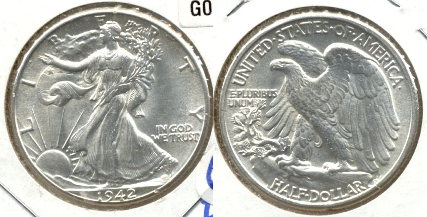 1942 Walking Liberty Half Dollar MS-63 c Rim Tic
