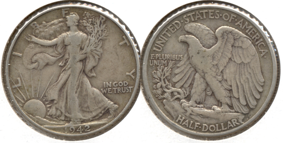 1942 Walking Liberty Half Dollar VF-20 b