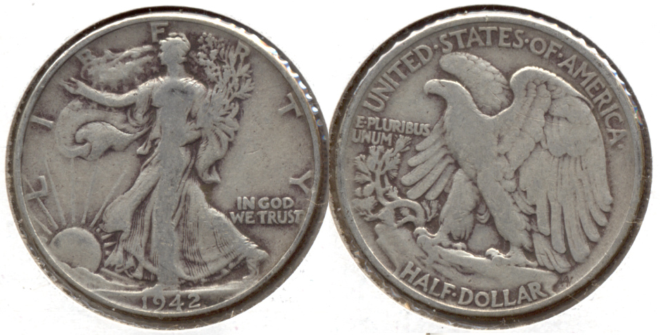 1942 Walking Liberty Half Dollar VG-8 a