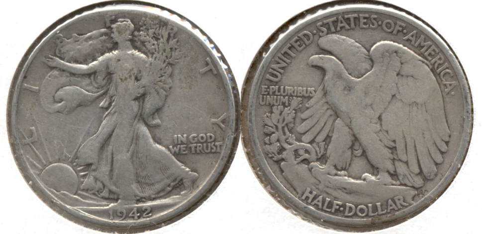 1942 Walking Liberty Half Dollar VG-8 b