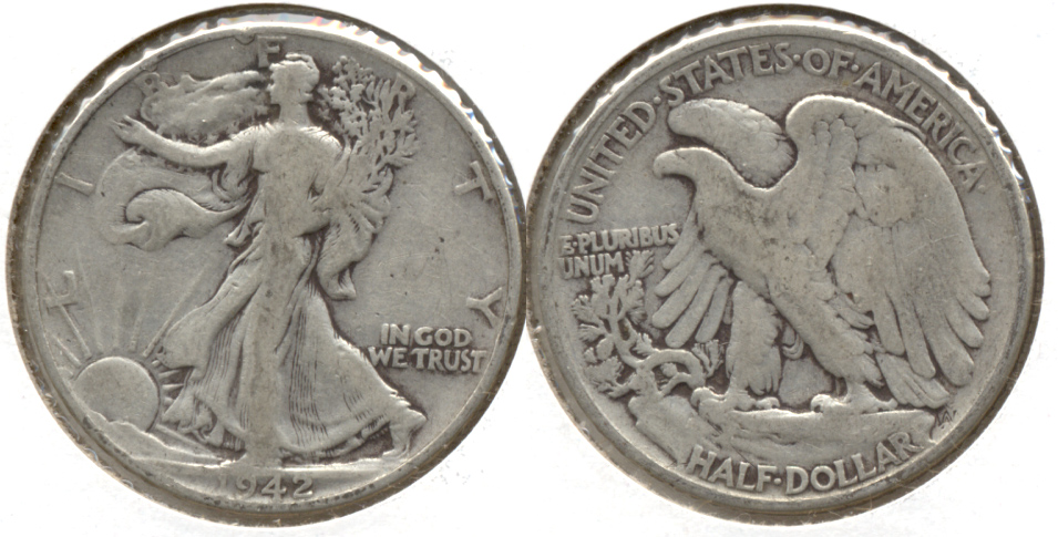 1942 Walking Liberty Half Dollar VG-8 e